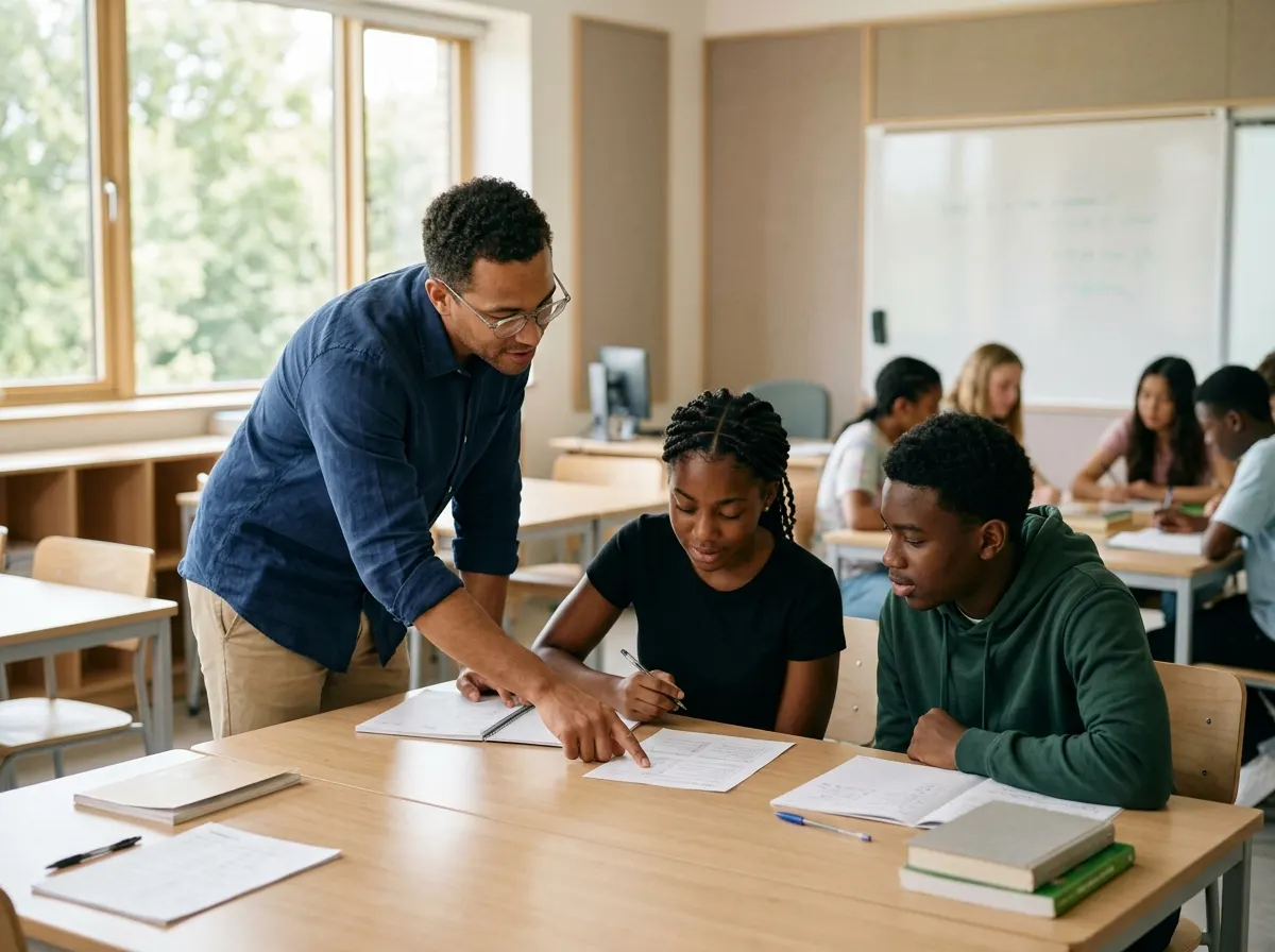 Un enseignant fait cours à sa classe
