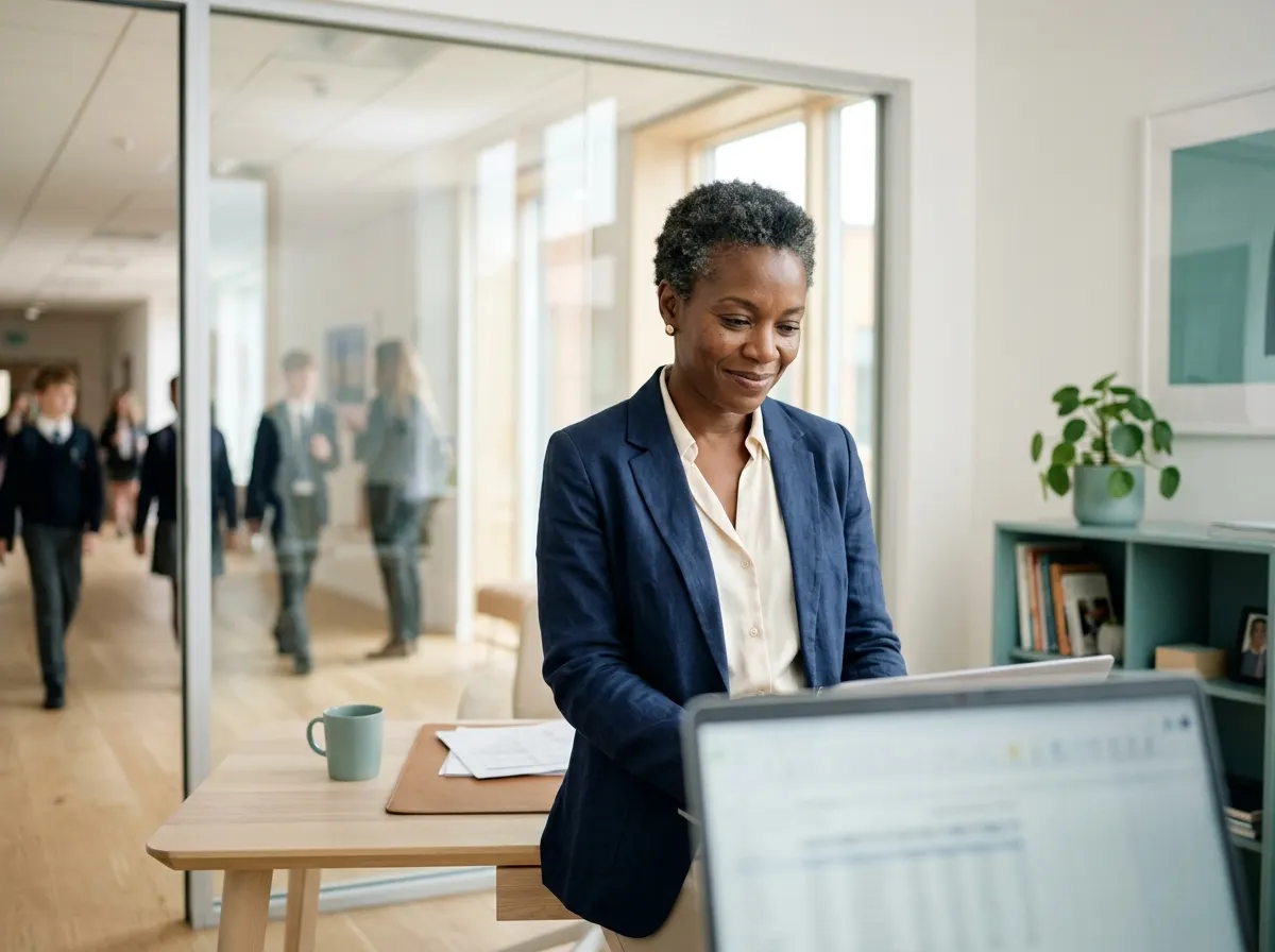 Une directrice consulte son tableau de bord